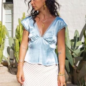 VRG GRL Vintage Lover Tie Back Top // Sky